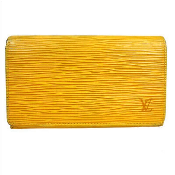 Louis Vuitton Porte Monnaie Billets Tresor Wallet Epi Leather Red